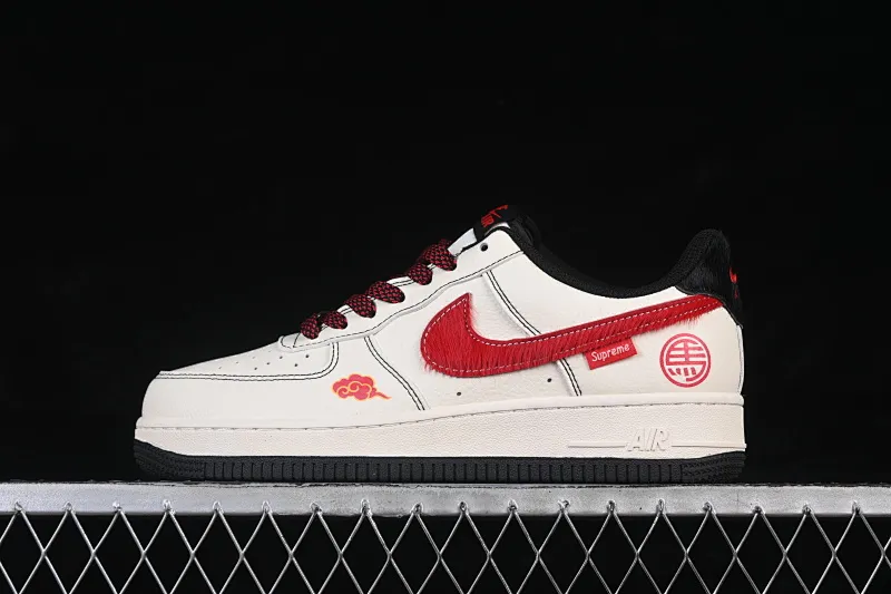 All categories Nk Air Force 1 Air Force series Nk Air Force 1 Low Air Force low top Nike Air Force 1'07 Low Year of the Horse limited white and red horse hair Air Force 1 low top casual sneakers QW5288-126